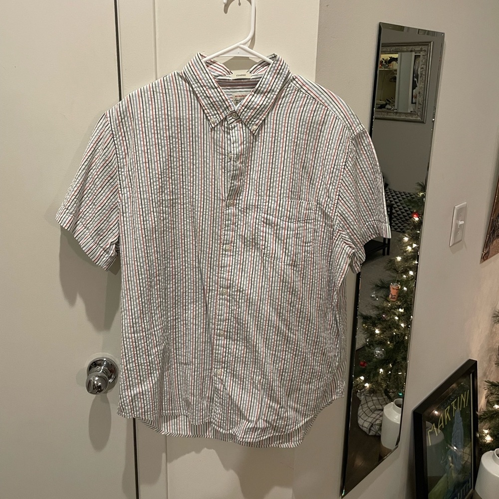 JCrew seersucker short sleeve button down shirt